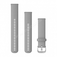 Ремешок сменный Garmin Quick Release 20 мм (силиконовый) серый с серебристой застежкой