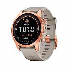 Часы Garmin Fenix 7S Solar цвета розовое золото с песочным силиконовым ремешком