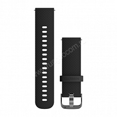 Ремешок сменный Garmin черного цвета с серым стальным креплением (силикон)