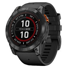 Часы Garmin Fenix 7 PRO Solar Edition серый корпус и черным ремешком