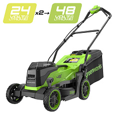 Greenworks GD24X2LM361, 2х24V, 36 см, бесщеточная, без АКБ и ЗУ - аккумуляторная газонокосилка