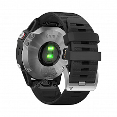 для бега Часы Garmin Fenix 6 серебристые с черным ремешком