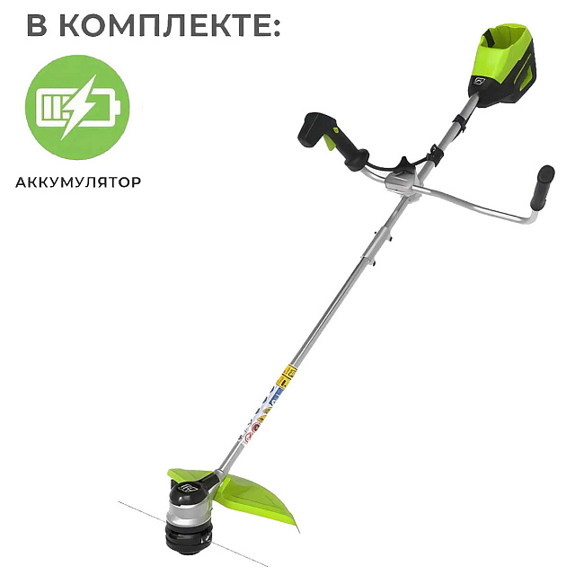 Greenworks GD60BCB бесщеточный, 60V с АКБ 5 Ач, без ЗУ - аккумуляторный триммер