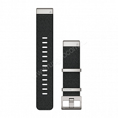 Ремешок сменный Garmin QuickFit 22 мм (нейлоновый) черный с серебристой застежкой