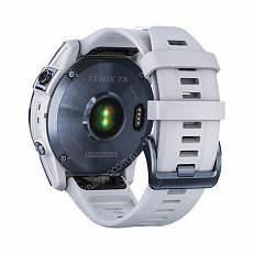 Часы для бега Garmin Fenix 7X Sapphire Solar титановый синий минерал DLC с белым ремешком