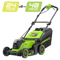 Greenworks GD24X2LM411, 2х24V, 41 см, бесщеточная, без АКБ и ЗУ - аккумуляторная газонокосилка