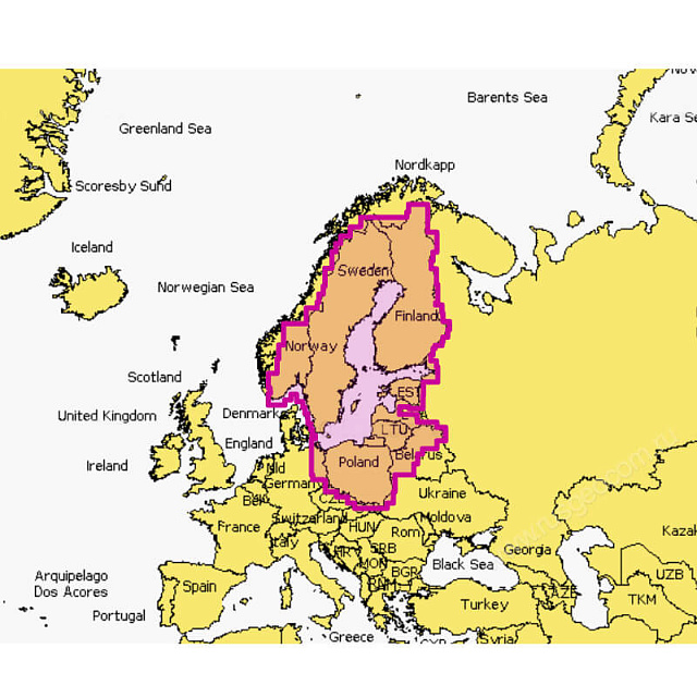 Карта Navionics 44XG. Балтийское море, Калининград, Куршсикий залив, Фин.озера