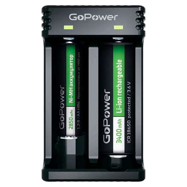 Зарядное устройство для аккумуляторов GoPower LiCharger 4 (Ni-MH, Ni-Cd, Li-ion) 2 слота